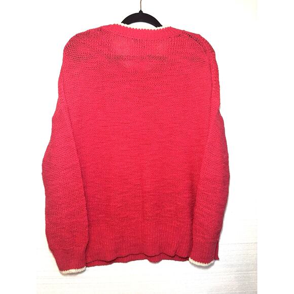 J.CREW Women's Bright Pink Knit Pullover Long Sleeve Sweater Size L Casual - Picture 2 of 5